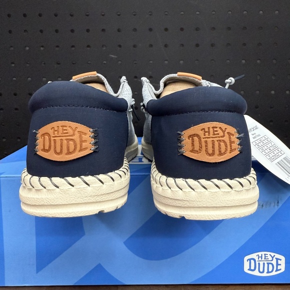 New W Box Mens Hey Dude Wally Funk Nylon Craft Navy Grey Slip On Sneakers Size 9 - Picture 4 of 5